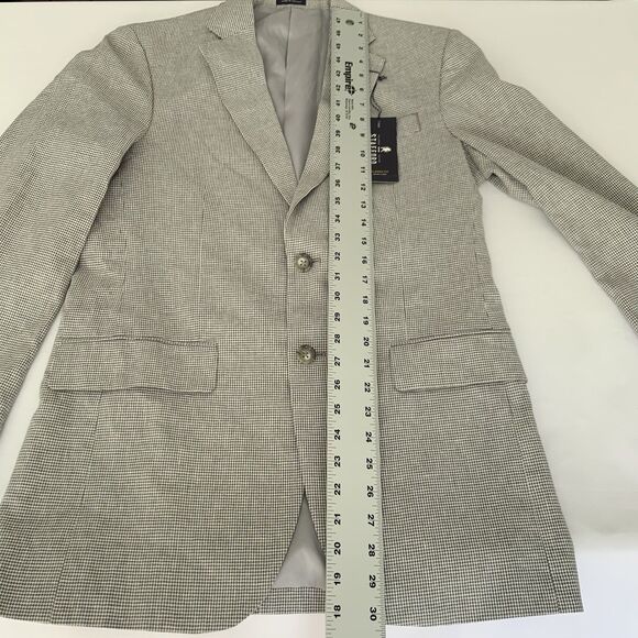 NWT Stafford Sport Coat Men 34R Gray Houndstooth Linen Cotton Blazer Jacket Work - Picture 11 of 13